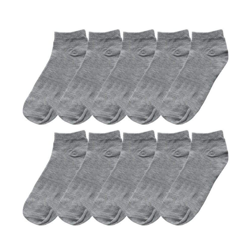 Athletic Low Cut Ankle Socks-Stretch Cuffs Soft 10 Pairs Gray